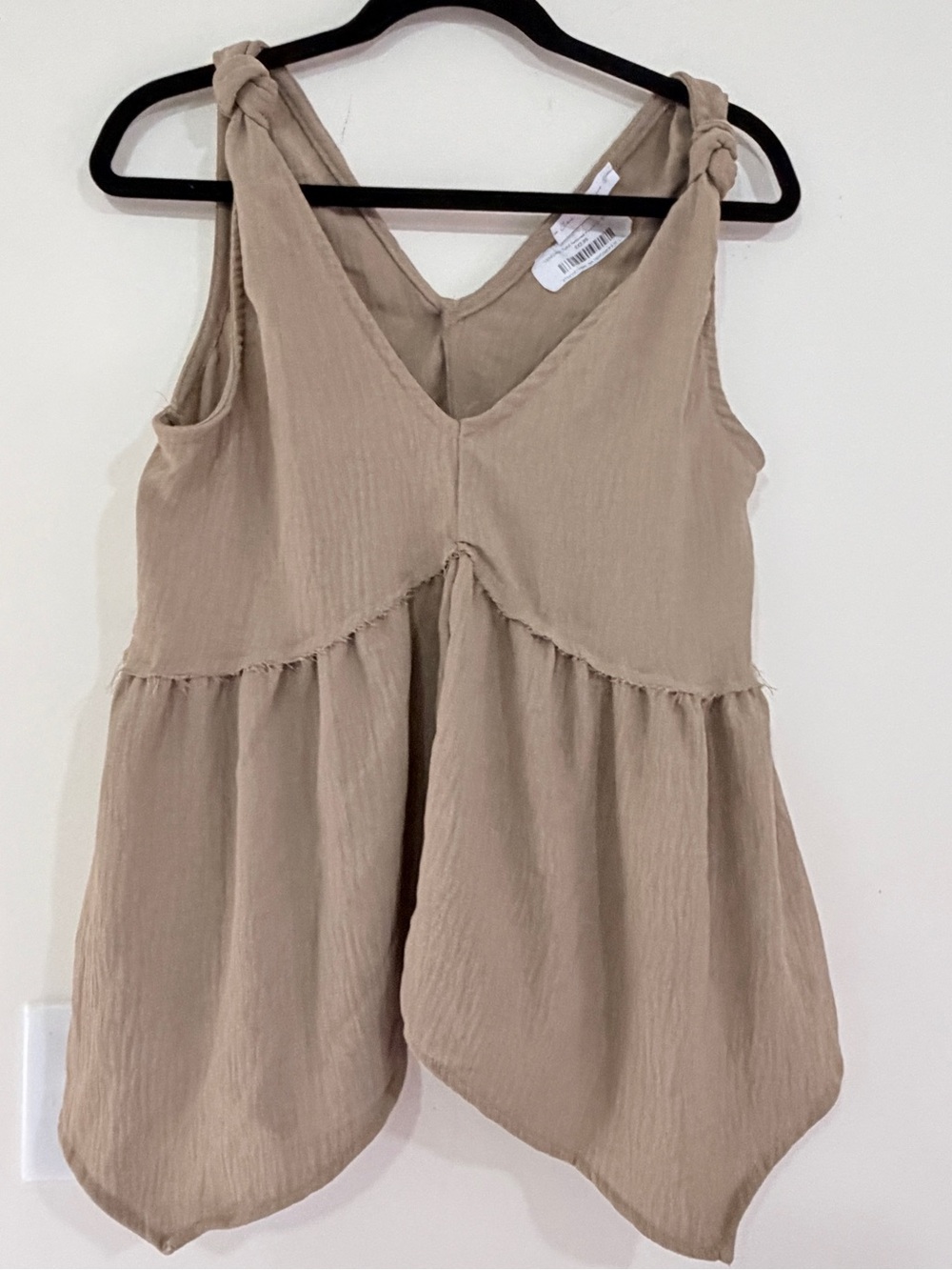 Love‎ Juno Neutral Boho Gauze Tank Top Knot Strap Babydoll Small